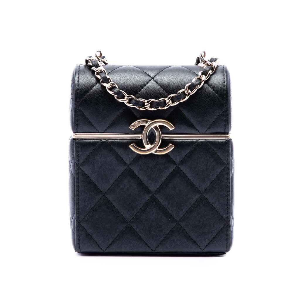 Pre-Loved Chanel Small Quilted Lambskin Box With Chain